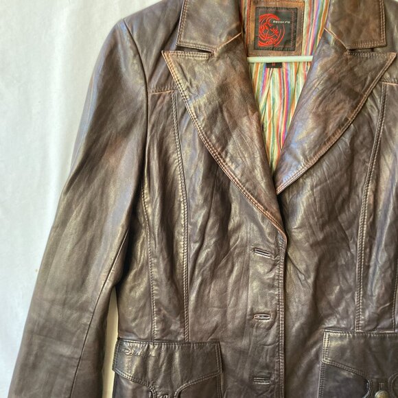 Vintage French Redskins Brown Patina Leather Jacket Size M Glove Soft Read! - Picture 4 of 16